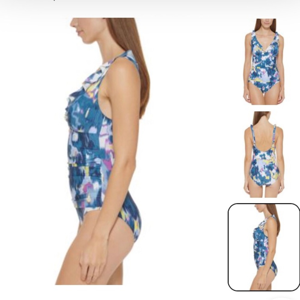 New Ruffle Plunge Tummy-Control One-Piece Swimsuit - Picture 5 of 15